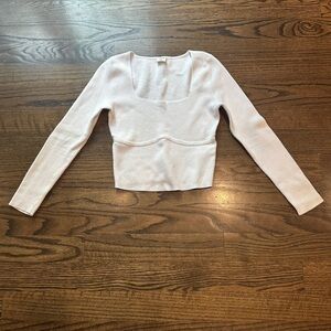Abercrombie & Fitch Cream Long Sleeve Bodysuit